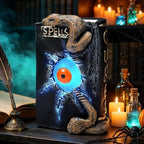 Halloween Spellbook Statue with LED Eyeball 8.3" Resin Spooky Table Decor by USJOK
