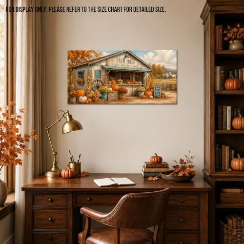 WAXWHELK Farmhouse Fall Canvas Wall Art Rustic Farmhouse Painting Pictures, Farm Fresh Pumpkin Harvest Artwork for Living Room Bedroom Home Decor (12"x24") - Image 4