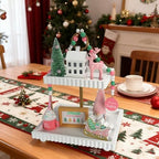 Pink Christmas Decorations 8 PCS Tiered Tray Decor Set for Home Office - Image 5