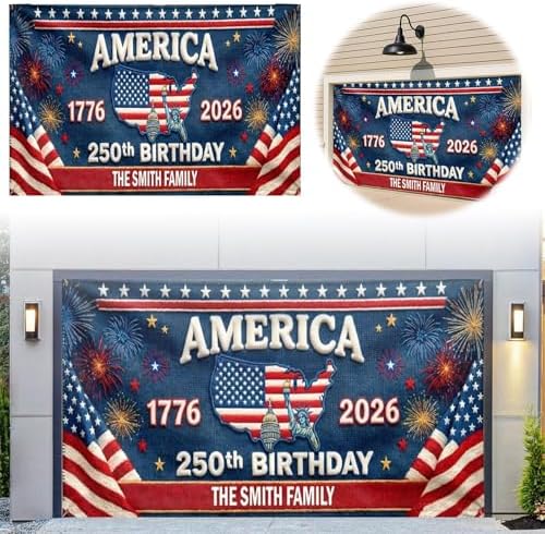 American 250th Birthday Garage Door Cover Decorations, 4th of July Photograph Backdrop America USA Banner 250th Anniversary Garage Door for Independence Day Patriotic Party Outdoor Decor Banners (I) - Image 4
