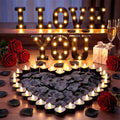 I Love You Light up Letter 24 Candles & 2000 Rose Petals, Black by Qinhenes