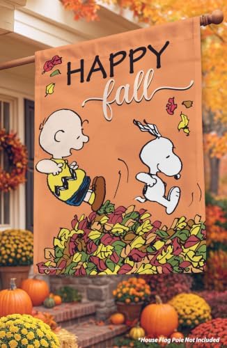 Peanuts Happy Fall Charlie Brown and Snoopy House Flag 28" x 40", Charlie Brown & Snoopy Autumn Outdoor Flag, Officially Licensed Polyester Seasonal Yard & Porch Décor - Image 3