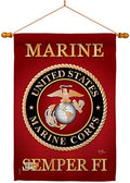 Breeze Decor HS108057-BO-03 Marine Corps Americana Military Decorative Vertical House Flag Set, 28"x 40" w/Flagpole, Multi-Color by Breeze+Decor