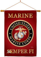Breeze Decor HS108057-BO-03 Marine Corps Americana Military Decorative Vertical House Flag Set, 28"x 40" w/Flagpole, Multi-Color by Breeze+Decor