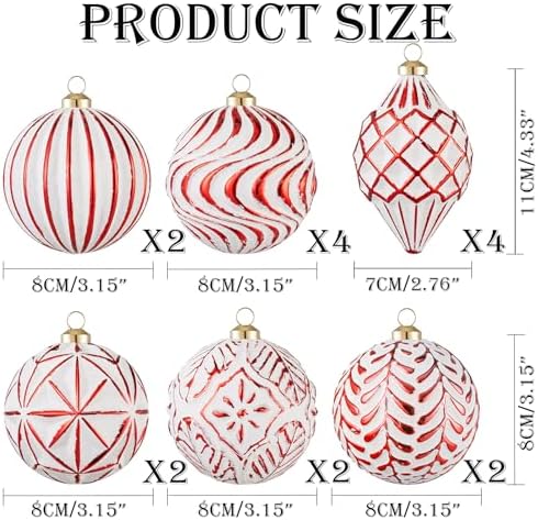 16Pcs Vintage Rustic Christmas Ball Ornaments - Large Shatterproof Neutral Christmas Ornaments Set Farmhouse Christmas Decor for Xmas Tree Home Party Holiday (Red) - Image 2