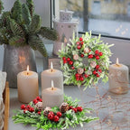 Lyrow 6 Pcs Christmas Candle Ring Wreath Small Kitchen Cabinet Table Decor - Image 5