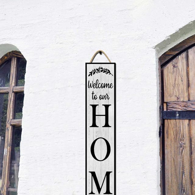 48x8 Inch Farmhouse Rustic Large Vertical Welcome Sign for Front Porch - Wood Plank Set, Inviting "Welcome to Our Home" Print, Indoor & Outdoor Friendly - Image 5