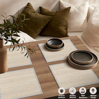 Hausattire Bamboo Placemats for Dining Table Set of 10 Washable 14x14 Inch Square Place Mats Sushi Mats for Kitchen Table Outdoor Parties Easter Farmhouse Boho Decoration - Grey - Image 3