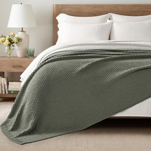 EVERGRACEHOME Chunky Chenille Knit Throw Blanket, 108x92, Dried Thyme Green - Image 6