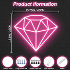 Pink Diamond Neon Sign for Bedroom Wedding Bar Romantic Glam Wall Decor - Image 3