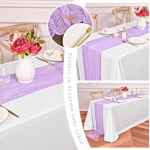 16 Pack Lavender Cheesecloth Table Runners, 20x120 Inch - Image 6