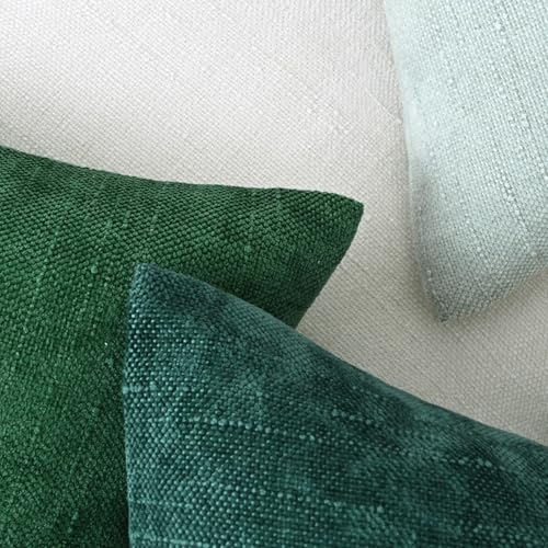 Set of 4 Soft Textured Decorative Throw Pillow Covers 18x18 Inch Cozy Farmhouse Cushion Cover Square Accent Pillow Cases for Bed Couch Sofa Living Room, White Aqua Green - Image 6