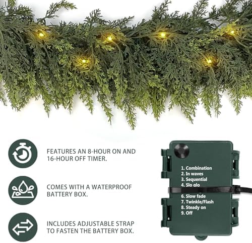 6ft Christmas Cedar Garland, Full Realistic Faux Pine Garlands - Image 3