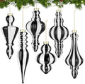 Soaoo 6 Pcs 6.3 in Black and White Mercury Glass Finial Christmas Ornaments by Soaoo