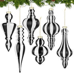 Soaoo 6 Pcs 6.3 in Black and White Mercury Glass Finial Christmas Ornaments by Soaoo