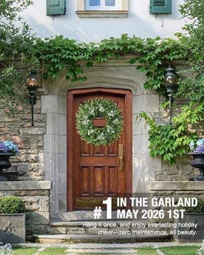 2Pack 20'' Boxwood Wreath for Front Door Artificial Eucalyptus Wreath - Image 6