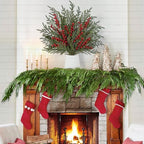 ICX 4Pcs 36" Real Touch Norfolk Pine Stems with Red Berry Faux Xmas Sprigs - Image 4