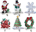 XIUSHE Stocking Holder Set of 6-Christmas Tree Stocking Hanger for Mantel-Metal Weighted Christmas Stocking Holder for Fireplace Mantle-Tropical Farmhouse Stocking Holder by XIUSHE
