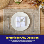 Sweet Home Collection 100% Cotton Placemats for Dining Room, Two Tone Woven Fabric, Soft Durable Table Mat Set, Set of 6, Eggshell, Rectangle 13" x 19" (Pack of 12) - Image 5