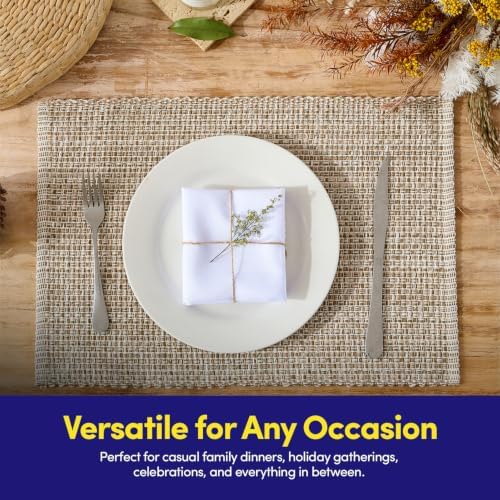 Sweet Home Collection 100% Cotton Placemats for Dining Room, Two Tone Woven Fabric, Soft Durable Table Mat Set, Set of 6, Eggshell, Rectangle 13" x 19" (Pack of 12) - Image 5