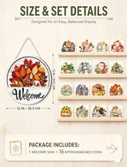 Interchangeable Welcome Sign for Front Door, 12 Inch Wood Hanging Sign，setA - Image 3