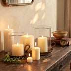 Vintage Cast Iron Hurricane Glass Candle Holder for Pillar Candles Set of 2 - Image 5