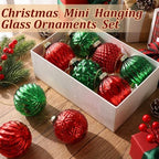 Jenaai 12 Pcs Christmas Red and Green Glass Ball Ornaments, Tree Decoration - Image 3