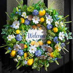 Spring Summer Wreaths for Front Door 24 Inch,Summer Wreath with Artificial Lemon,Daisy,Hydrangea & Lotus Pods,Door Wreath for Indoor Outdoor Farmhouse Home Decor by wreathqueen