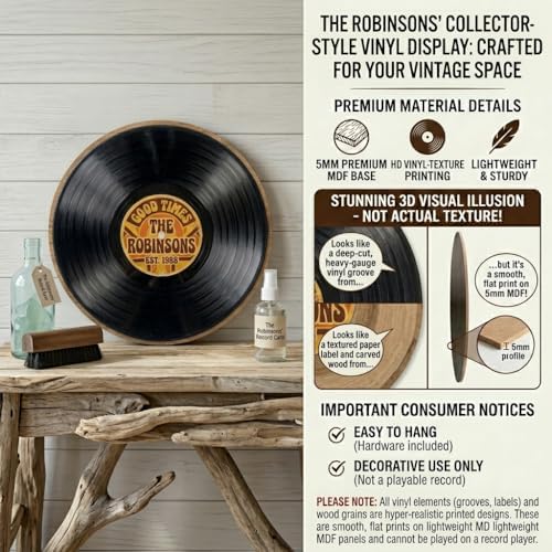 Personalized Family Name Sign, Custom Faux Vinyl Record Wall Decor, Retro LP Music Lover Plaque, Flat MDF Board with Realistic 3D Print (Not a Real Vinyl LP), Vintage Bar and Man Cave Art - Image 5