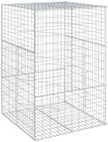 vidaXL Gabion Basket with Cover 39.4"x39.4"x59.1" Galvanized Iron - Image 7