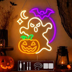 Ghost Halloween Neon Sign, Dimmable Pumpkin & Bat Neon Signs for Wall Decor by Unknown