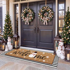 Tinideya 2 Pcs Large Winter Layered Doormat Snowman Front Door Mat - Image 5