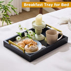 16"x12" Serving Trays with Handles, Black Decorative Serving Tray, Ottoman Trays for, Living Room, Bathroom, and Outdoors Decorative Trays (Black) (Pack of 2) - Image 4