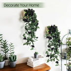 RECUTMS 4PCS Artificial Black Rose Fake Hanging Flowers Halloween Garland - Image 5