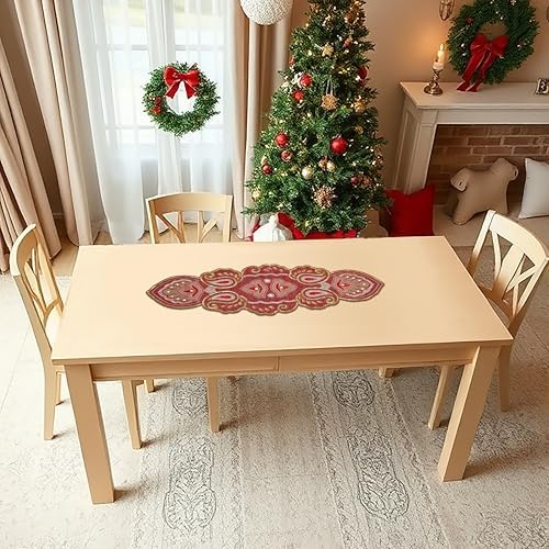 Lightnpro Christmas Beaded Table Runner 13x36 Inch - Maroon Gold Paisley Design - Handmade Elegant Perfect Table Mat for Holiday Décor, Weddings, Thanksgiving, Family Gatherings, New Year Celebration - Image 5
