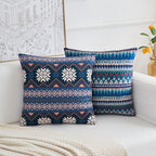 Couch Bohemian Double-Sided Patterned Throw Pillow Covers 20X20 Inch Set of 4 Square Farmhouse Decorative Cushion Covers BOHO Vintage Pillow Cases For Sofa Living Room Bedroom Outdoor Patio Porch - Image 5
