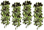 RECUTMS 4PCS Artificial Black Rose Fake Hanging Flowers Garland with Lights by RECUTMS