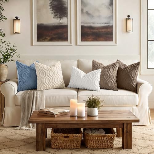 decorUhome Faux Fur Soft Dusty Blue Throw Pillow Covers 26x26 Set of 2 - Image 3