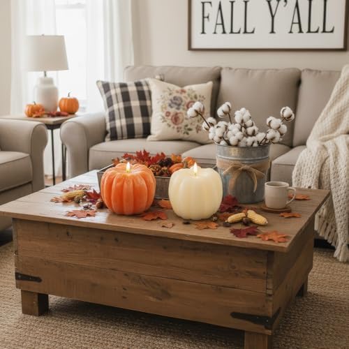 Fall Decor, Fall Decorations for Home Large Flameless Pumpkin Candle Orange - Image 4