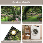 7 * 16FT Summer Garage Door Cover Decorations Sunset Palm Trees Garage Door Banner for Outdoor Indoor Summer Party Photography Backdrop (Green leaf arch, 7 * 16 ft) - Image 3