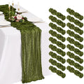18 Pack Cheesecloth Table Runner 10FT Olive Green Table Runner Boho Gauze Cheese Cloth Table Runners Long Rustic Sheer Table Decorations for Wedding Party Baby Bridal Shower Birthday Holiday Home by Showgeous