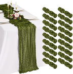 18 Pack Cheesecloth Table Runner 10FT Olive Green Table Runner Boho Gauze Cheese Cloth Table Runners Long Rustic Sheer Table Decorations for Wedding Party Baby Bridal Shower Birthday Holiday Home by Showgeous