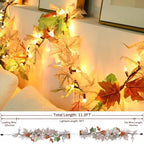 Fall Decorations Lighted Fall Garland, 9FT 50 Count Incandescent Lights Brown Wire UL Certified Connectable Maple Leaves String Lights for Home Fireplace Mantle Thanksgiving Decor - Image 5