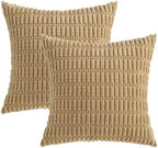 MIULEE Pack of 2 Corduroy Decorative Throw Pillow Covers 24x24 Inch Soft Boho Striped Pillow Covers Modern Farmhouse Home Decor for Sofa Living Room Couch Bed Khaki - Image 6