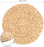 KINJOEK 8 PCS 13 Inch Round Woven Placemats, Natural Water Hyacinth Wicker Place mats, Heat Resistant Rustic Braided Table Placemats for Dining Table Wedding Decoration - Image 2