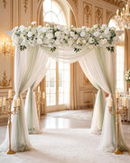 72inch Aisle Flower Garland with Chiffon Sheer Drape, White Rose and Hydrangea, Artificial Flowers for Wedding Arch, Backdrop, Reception Table Decor - Floral Runner for Ceremony Pathway & Bridal Suite - Image 2
