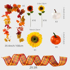 39 Pcs Fall Maple Leaf Sunflower Tree Decoration Set Leaf Garlands 2.5 Inch × 9.8 Yd Orange Harvest Ribbon Sunflower Pumpkin Thanksgiving Hanging Decor for Fall Autumn Thanksgiving Tree ﻿ - Image 2
