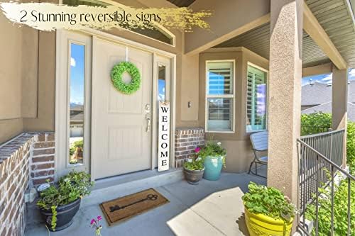 Outdoor 2in1 Welcome sign for Front Door, Vertical Welcome sign for Front Porch Standing,Welcome Home Sign,Porch Signs, Interchangeable 4ft Tall,Home Sweet Home Sign, Long, Wood,Farmhouse Porch Decor. - Image 5