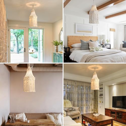 Bioaqua Plug in Pendant Light, Boho Lamp Shade with 9.8ft Plug Cord - Image 4