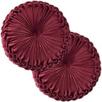 Teieas 2 Pcs Round Throw Pillows Decorative Velvet Pleated Bed Pillows by Teieas